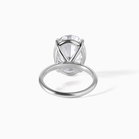 9 Carat Oval Moissanite Engagement Ring in Silver, Solitaire Minimalist Statement Ring, Elegant Proposal Jewelry Gift for Women