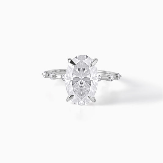 Oval Cut Engagement Ring 925 Sterling Silver Hidden Halo Ring Unique Prong Set Moissanite Elegant Promise Ring Wedding Jewelry Gift for Her