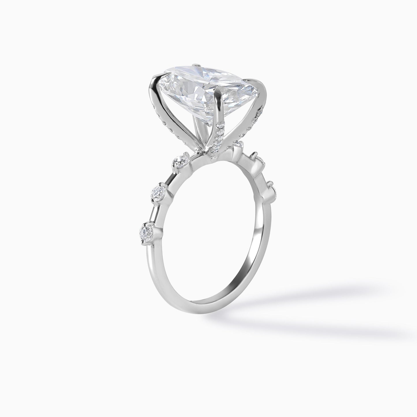 Oval Cut Engagement Ring 925 Sterling Silver Hidden Halo Ring