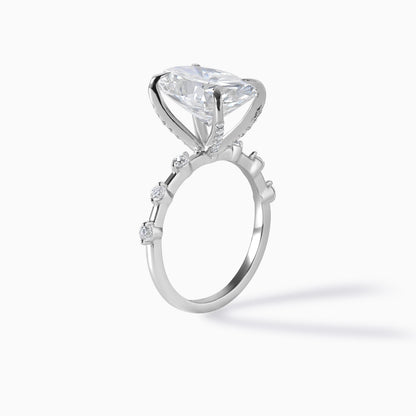 Oval Cut Engagement Ring 925 Sterling Silver Hidden Halo Ring