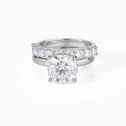 Elegant 3 CT Cushion Cut Moissanite Engagement Ring Set, 925 Silver Wedding Band | Minimalist Bridal Set | Timeless Anniversary Gift for Her