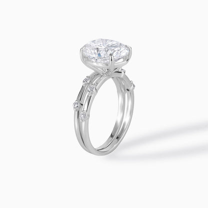Oval Cut Moissanite Engagement Ring Set