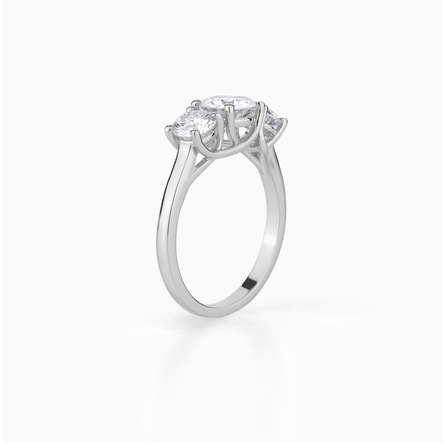 Three Stone Moissanite Engagement Ring, Round Cut Promise Ring, Classic Trilogy Ring, Anniversary Gift for Her, Timeless Bridal Jewelry