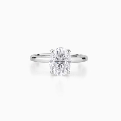 Oval Cut Moissanite Solitaire Engagement Ring, Hidden Halo Silver Ring, Minimalist Bridal Ring, Elegant Promise Ring, Timeless Gift for Her
