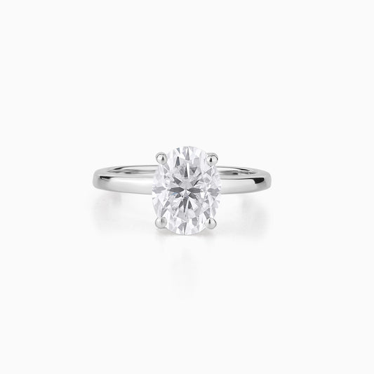 Oval Cut Moissanite Solitaire Engagement Ring, Hidden Halo Silver Ring, Minimalist Bridal Ring, Elegant Promise Ring, Timeless Gift for Her