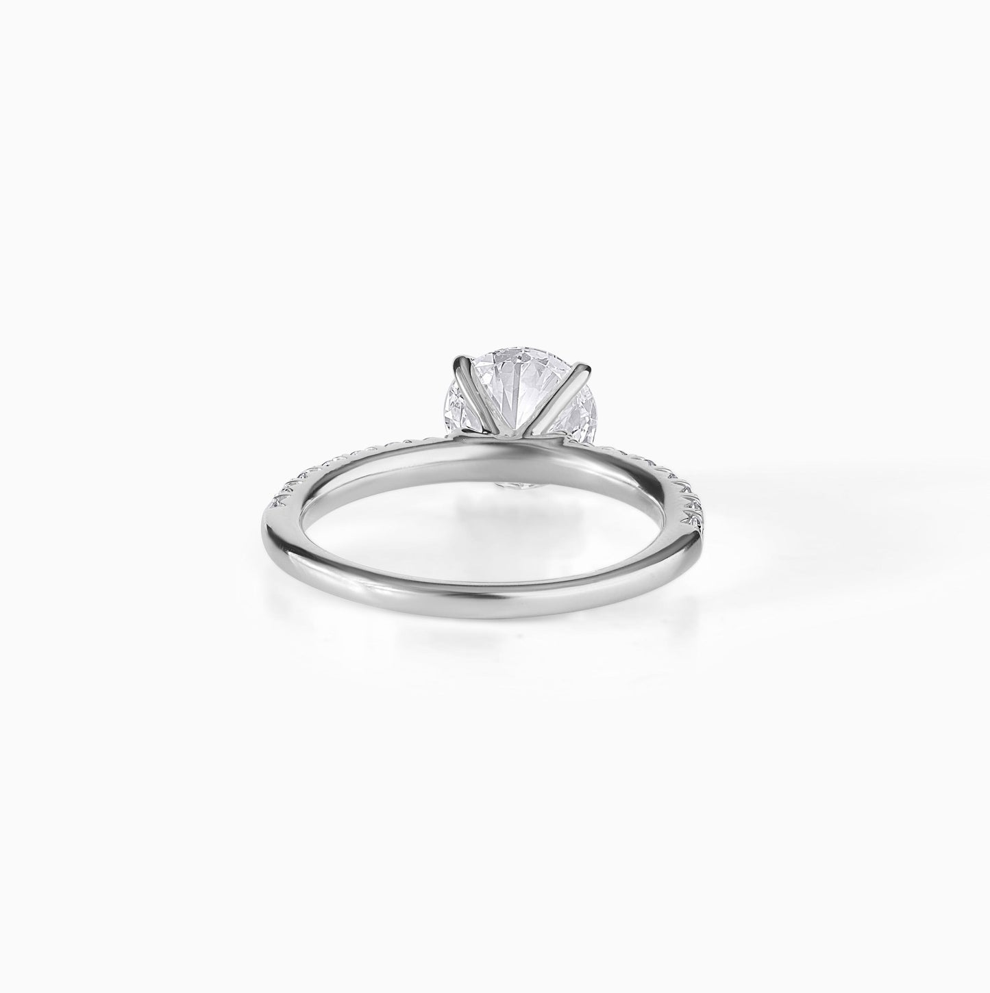 Round Cut Diamond Engagement Ring in Silver | Classic Solitaire with Pavé Band | Minimalist Wedding Ring for Her | Timeless Bridal Ring