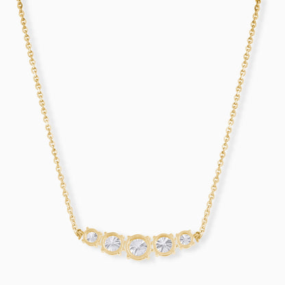 Sterling Silver Curved Bar Moissanite Necklace – Graduated Diamond Alternative Bridal Pendant