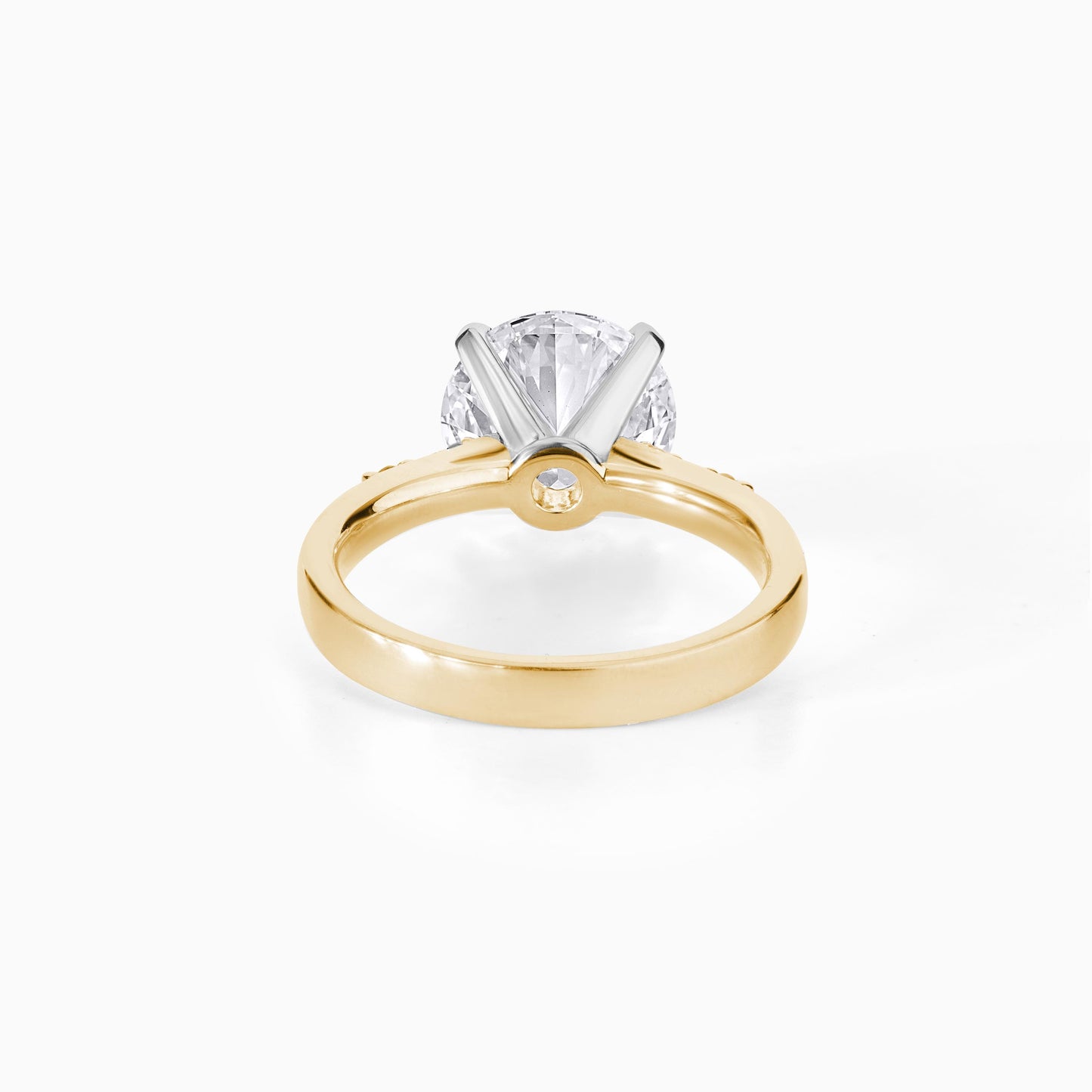 Round Cut Moissanite Engagement Ring in Yellow Gold | Minimalist Solitaire with Blue Sapphire Accents | Dainty Unique Wedding Ring for Her