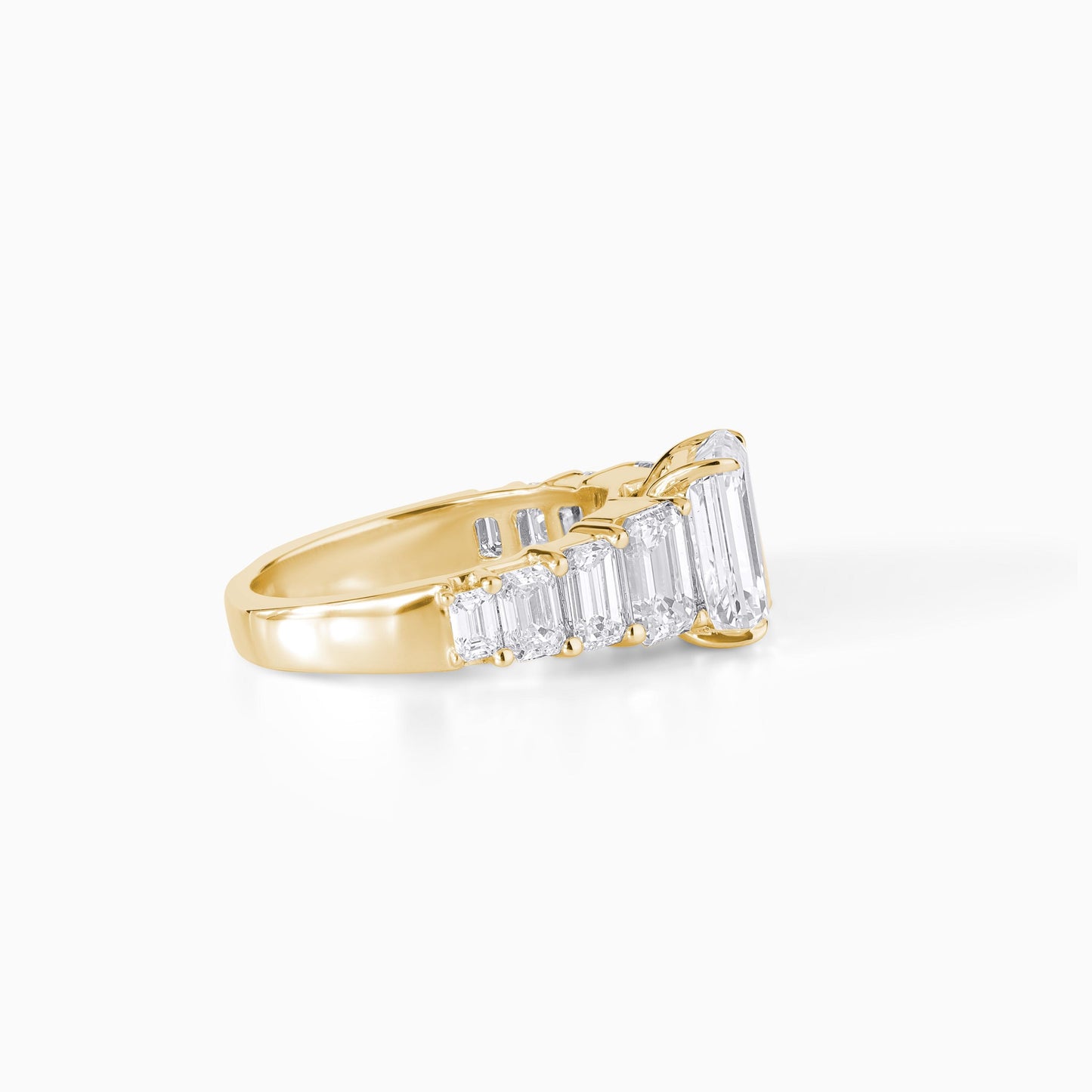 Emerald Cut Diamond Engagement Ring, Gold Statement Ring, Baguette Side Stone Ring, Luxury Bridal Ring, Unique Wedding Ring