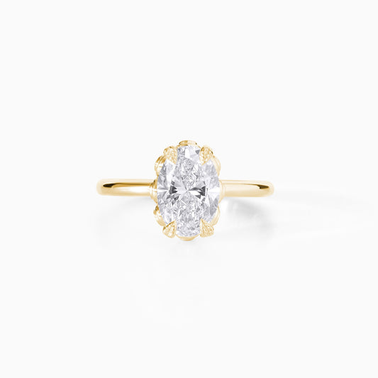 Oval Moissanite Engagement Ring, Yellow Gold Solitaire Ring, Vintage Style Engagement Ring, Minimalist Bridal Ring, Anniversary Gift for Her