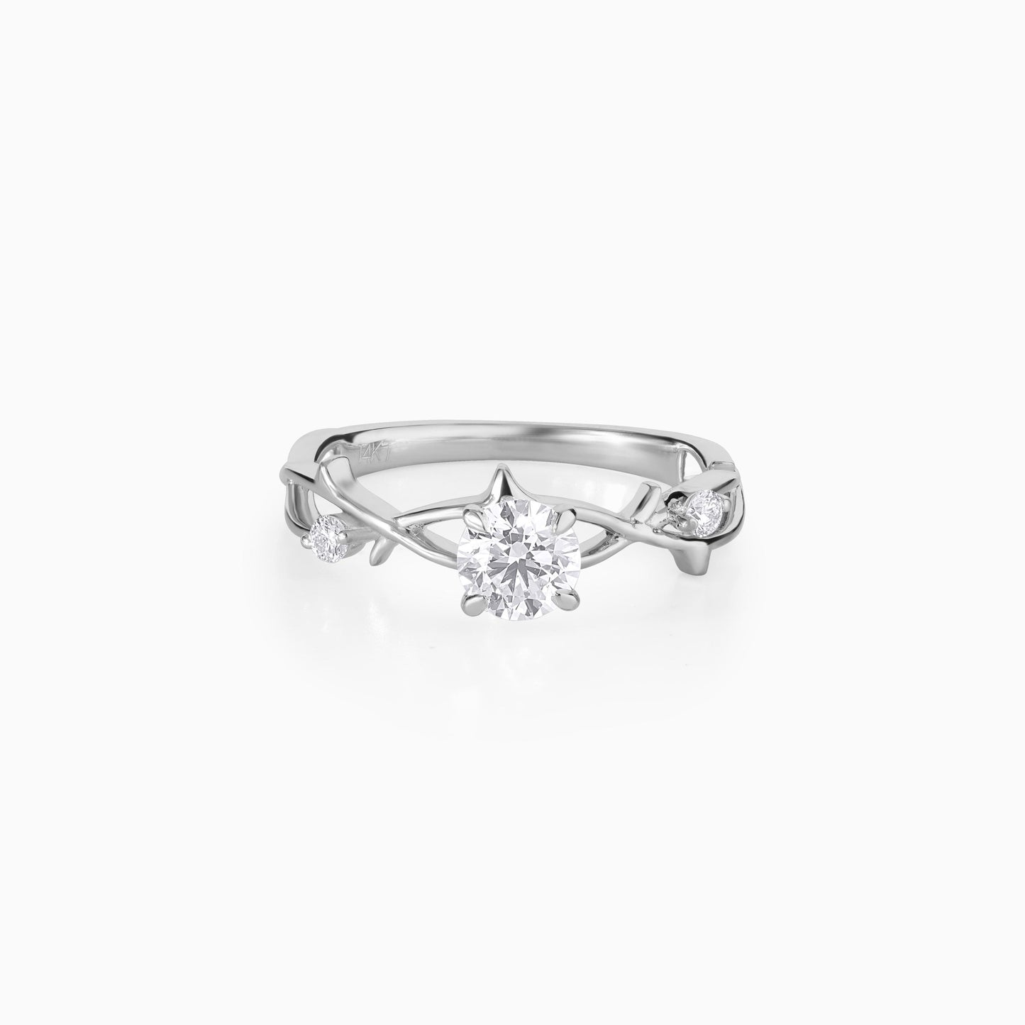 Nature Inspired Vine Round Engagement Ring