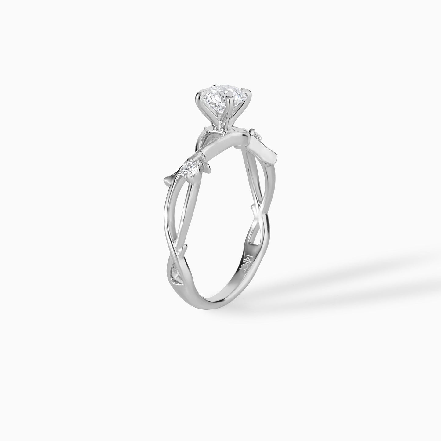 Nature Inspired Vine Round Engagement Ring