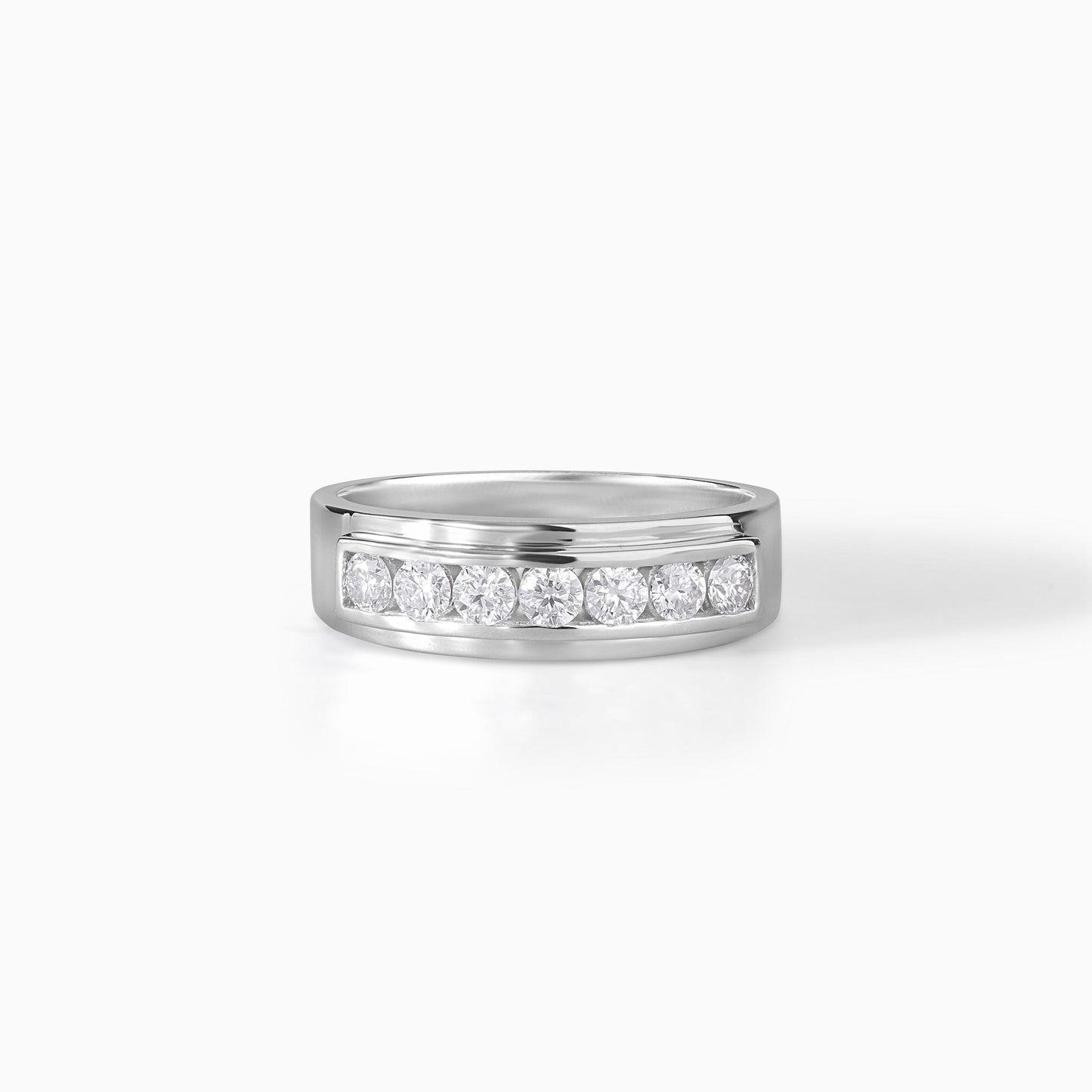 Channel Set Moissanite Wedding Band, 925 Silver Band