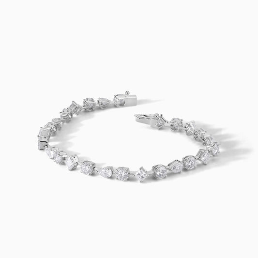Platinum Tennis Bracelet Lab Grown Diamond Alternative Ethical Jewelry Anniversary Gift Wedding Day Formal Accessory Elegant Luxury Princess