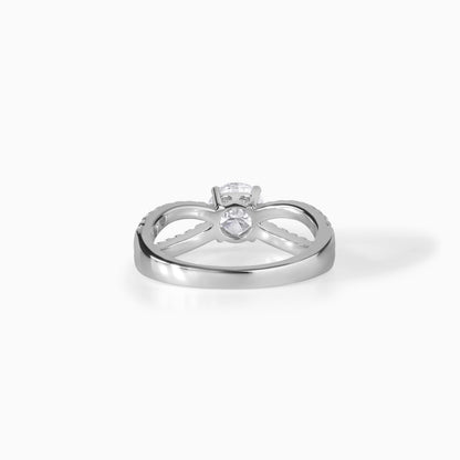 Twisted Moissanite Engagement Ring | Split Shank Diamond Ring | Silver Bridal Ring
