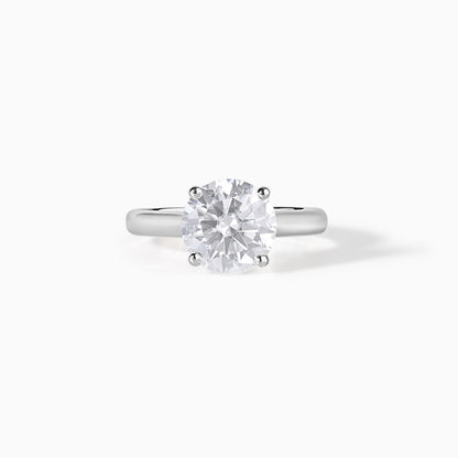 Round Moissanite Engagement Ring | 14K Yellow Gold Dainty Solitaire Bridal Ring