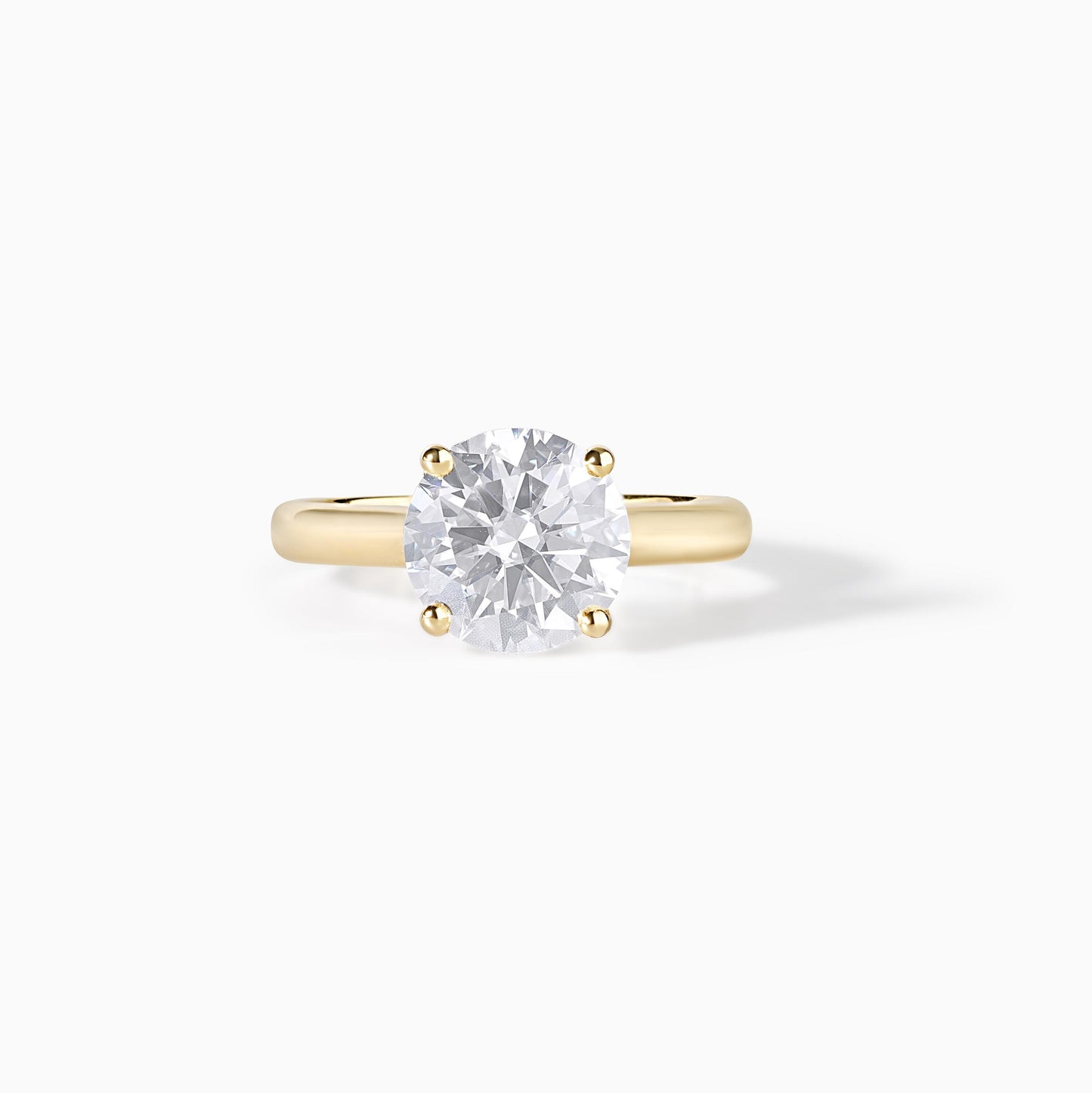 Round Moissanite Engagement Ring | 14K Yellow Gold Dainty Solitaire Bridal Ring