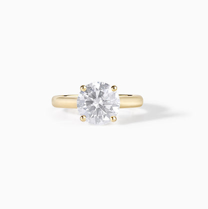 Round Moissanite Engagement Ring | 14K Yellow Gold Dainty Solitaire Bridal Ring