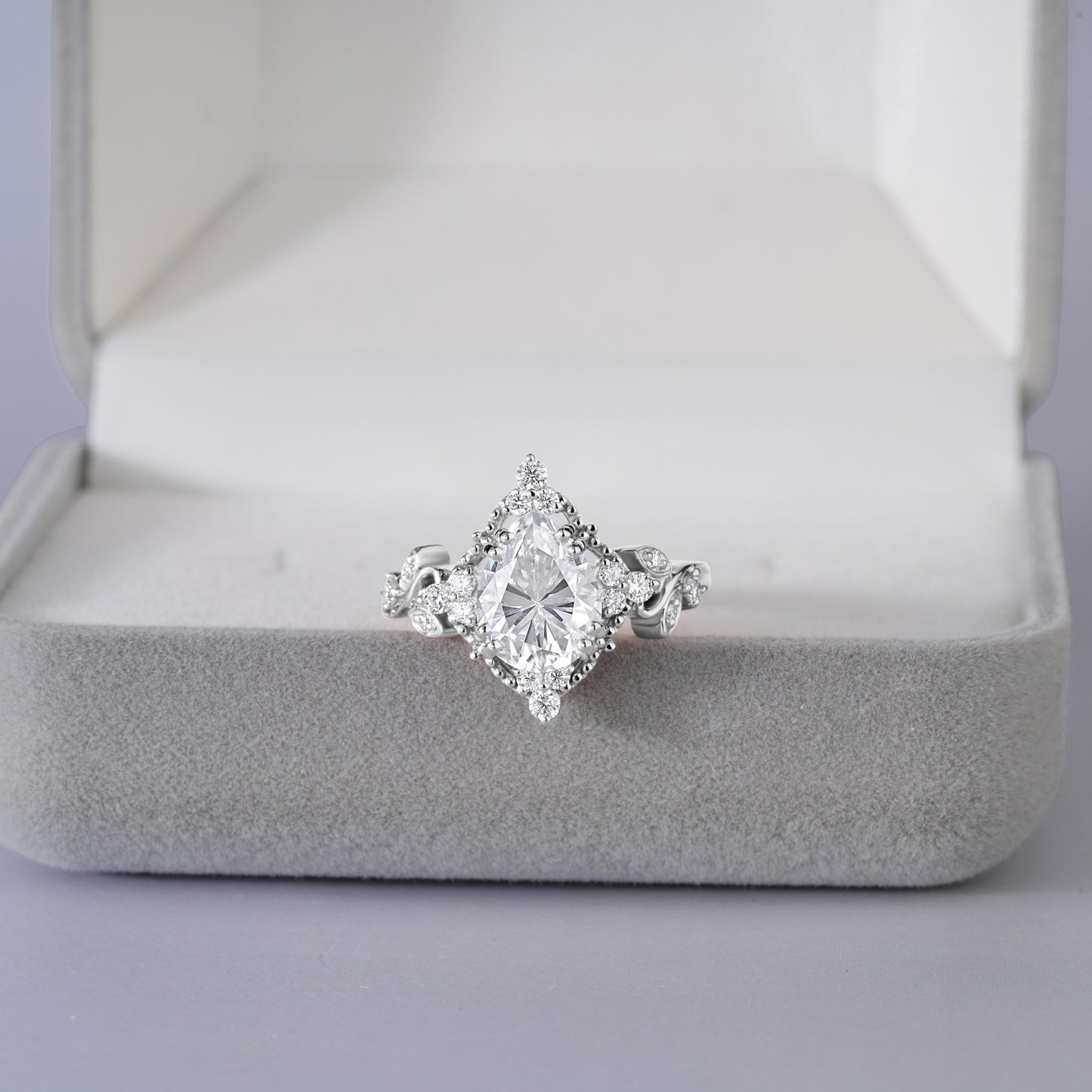 9*7 Pear Halo Engagement Ring