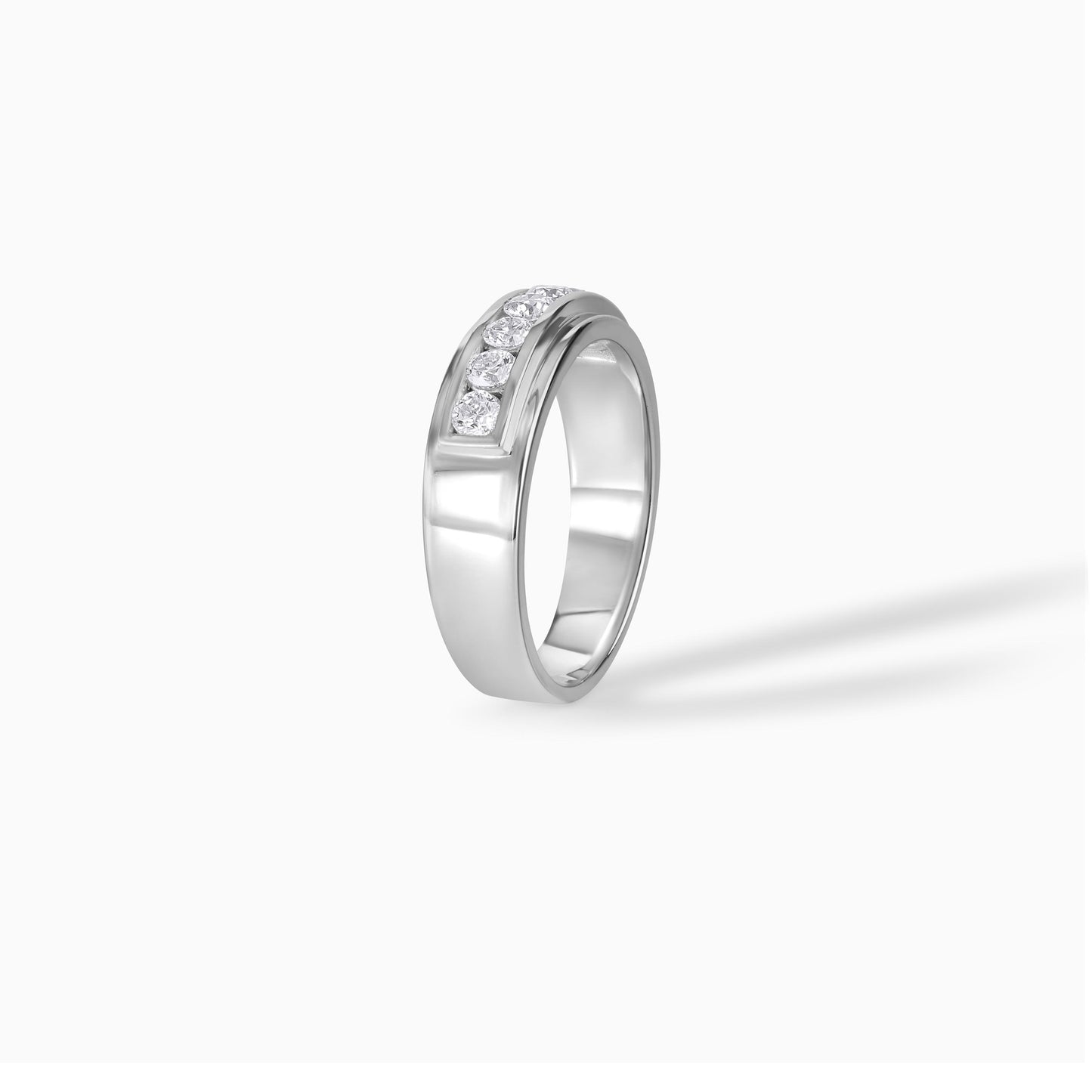 Channel Set Moissanite Wedding Band, 925 Silver Band