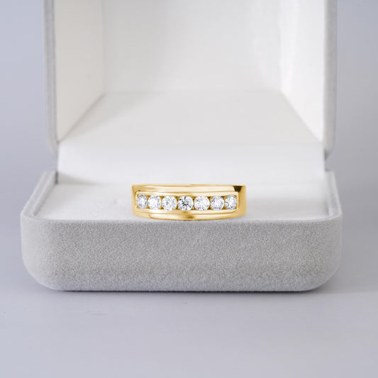 Channel Set Moissanite Wedding Band, 925 Silver Band