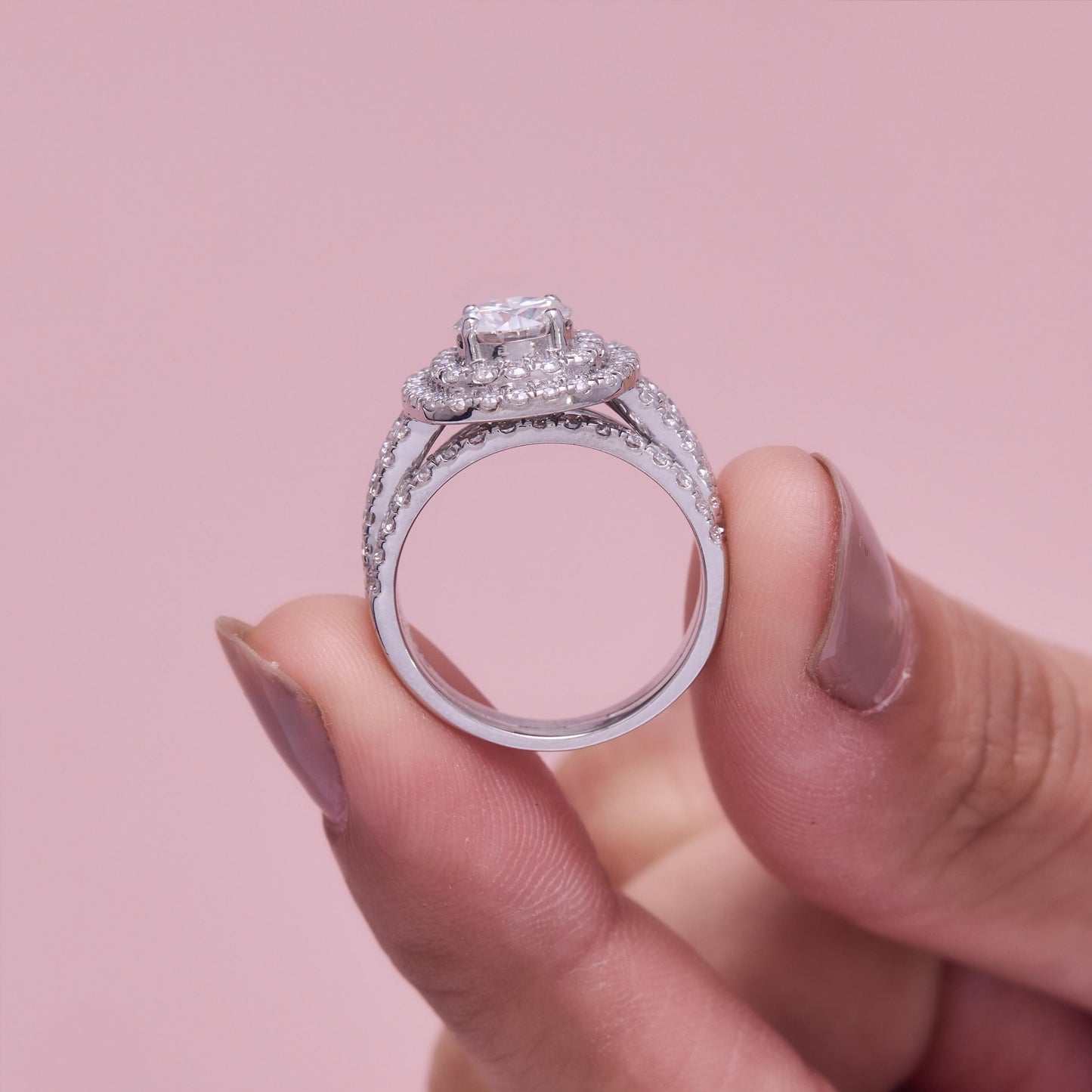 Moissanite Bridal Set Sterling Silver Engagement Ring