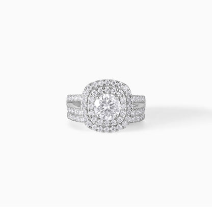 Moissanite Bridal Set Sterling Silver Engagement Ring