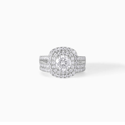 Moissanite Bridal Set Sterling Silver Engagement Ring