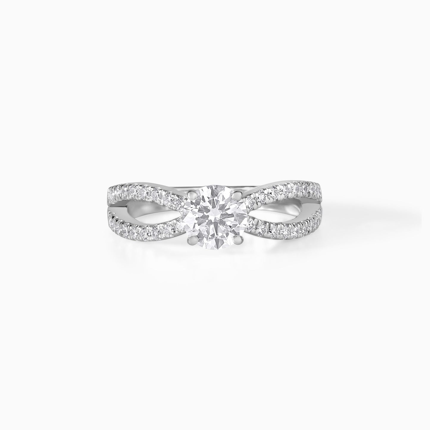 Twisted Moissanite Engagement Ring | Split Shank Diamond Ring | Silver Bridal Ring