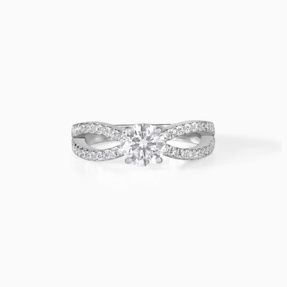 Twisted Moissanite Engagement Ring | Split Shank Diamond Ring | Silver Bridal Ring