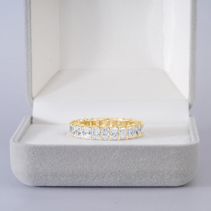 Diamond Eternity Band Ring, Full Eternity Wedding Band, Oval & Round Diamond Ring, Silver Anniversary Band, Stackable Bridal Ring