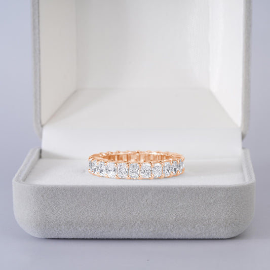 Diamond Eternity Band Ring, Full Eternity Wedding Band, Oval & Round Diamond Ring, Silver Anniversary Band, Stackable Bridal Ring