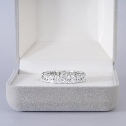 Diamond Eternity Band Ring, Full Eternity Wedding Band, Oval & Round Diamond Ring, Silver Anniversary Band, Stackable Bridal Ring
