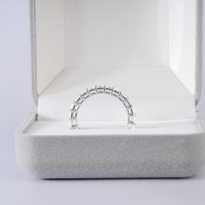 Emerald Cut Diamond Eternity Band, Full Eternity Wedding Ring, Baguette Diamond Band, Silver Anniversary Ring, Stackable Bridal Band