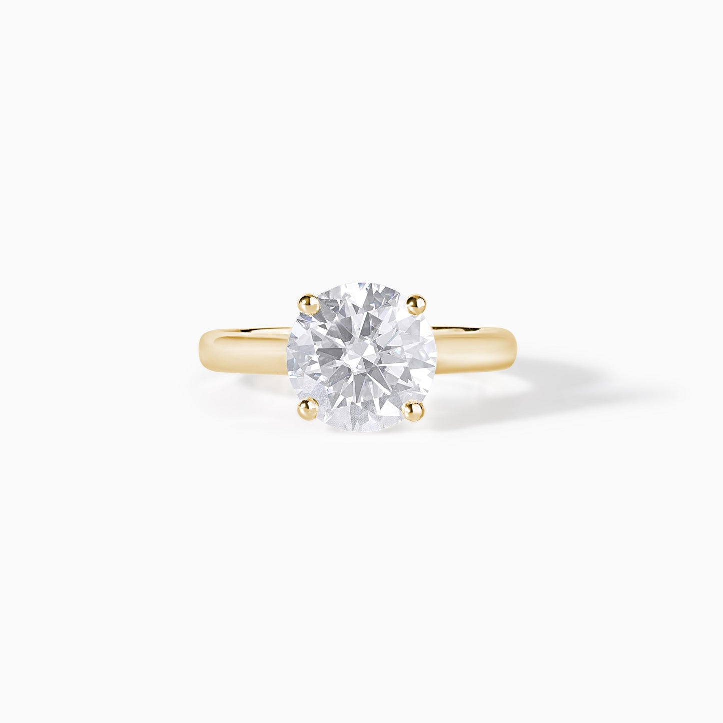 Round Moissanite Engagement Ring | 14K Yellow Gold Dainty Solitaire Bridal Ring