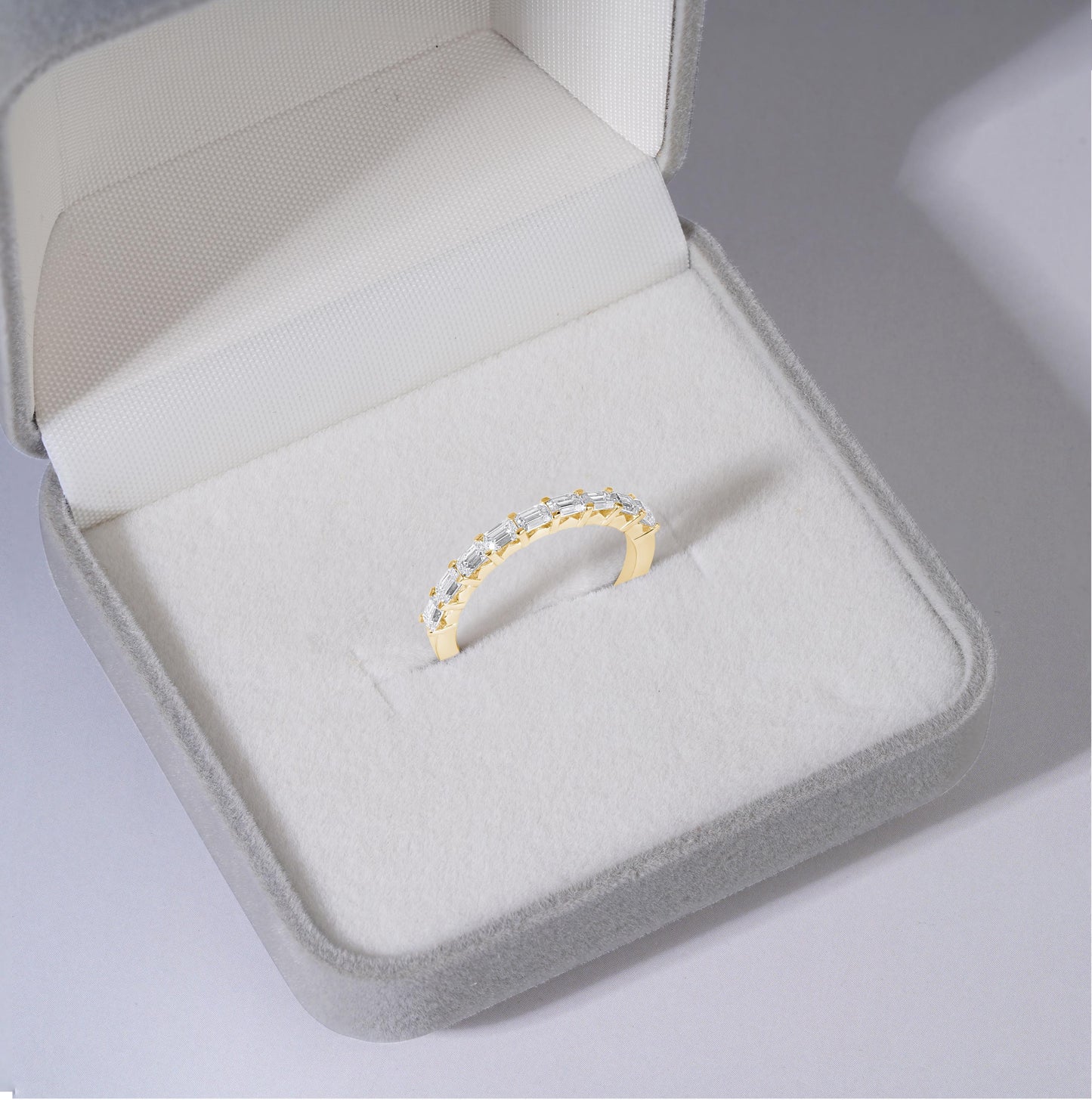Dainty Baguette Moissanite Eternity Band, Minimalist Wedding Ring, Thin Stackable Ring, Delicate Anniversary Band, Bridal Jewelry Gift