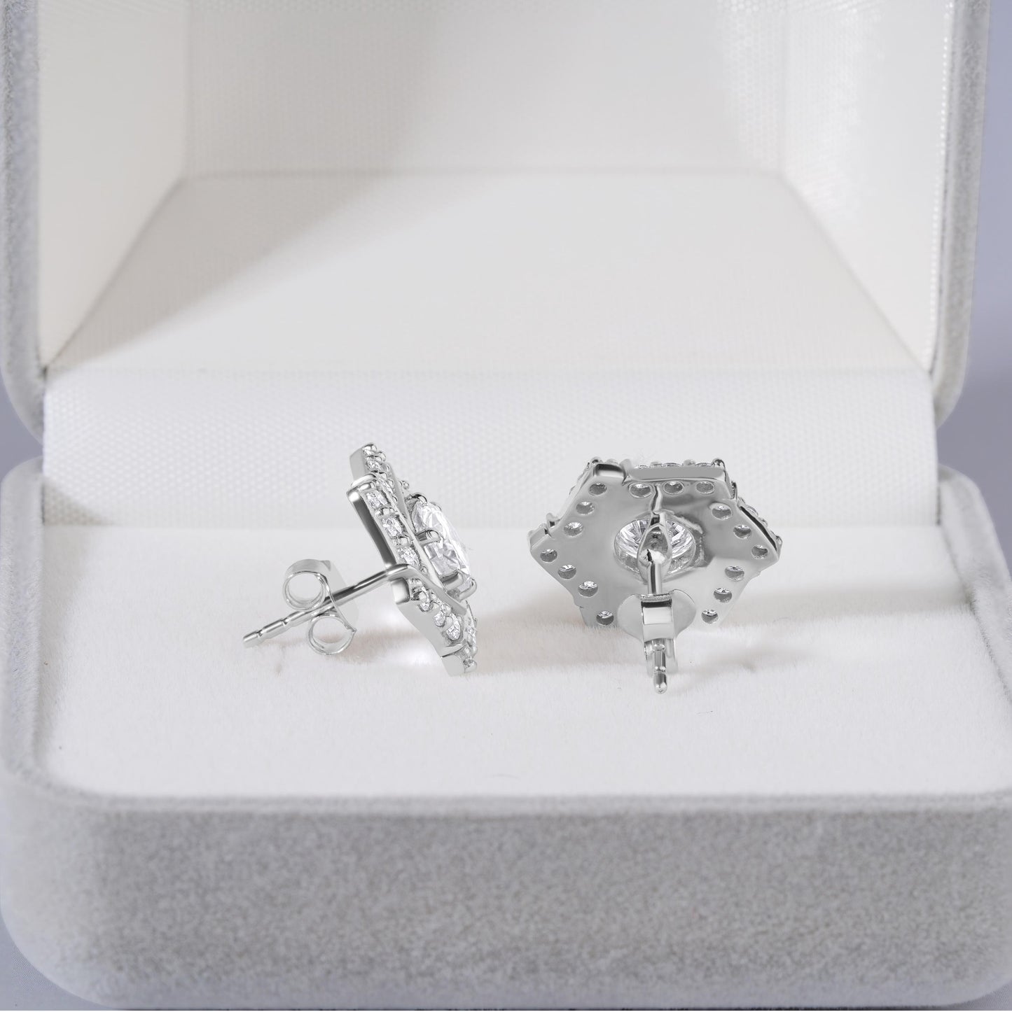 Silver Star Stud Earring Design Moissanite Jewelry