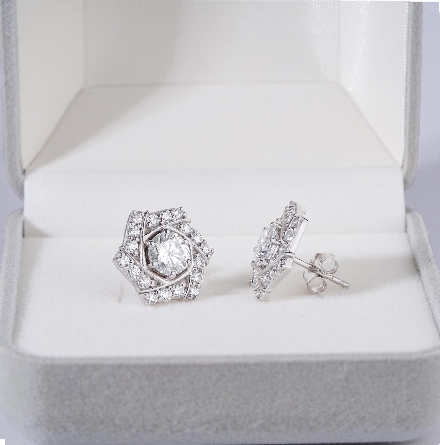 Silver Star Stud Earring Design Moissanite Jewelry