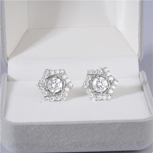 Silver Star Stud Earring Design Moissanite Jewelry