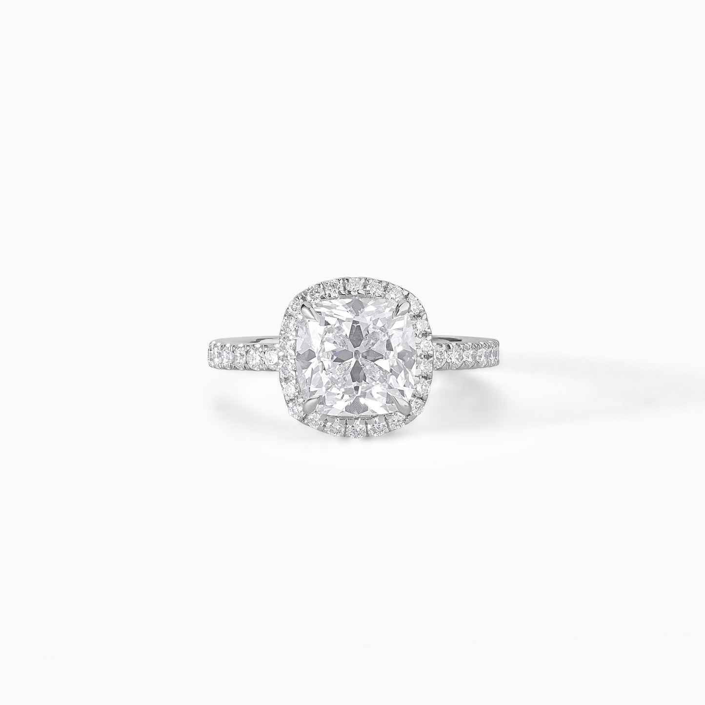 Cushion Cut Halo Engagement Ring, Pave Diamond Band, Vintage Style Bridal Ring, Elegant Promise Ring, Moissanite Diamond Ring Gift