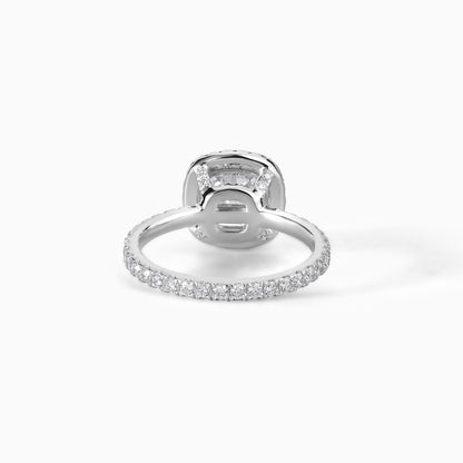 Cushion Cut Halo Engagement Ring, Pave Diamond Band, Vintage Style Bridal Ring, Elegant Promise Ring, Moissanite Diamond Ring Gift