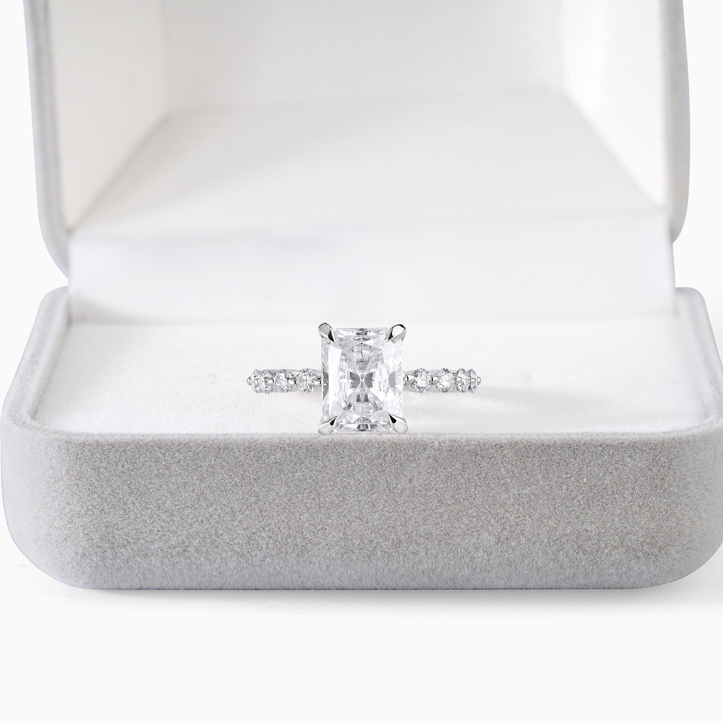 Radiant Cut Engagement Ring, Dainty Diamond Band, Minimalist Solitaire Ring, Modern Bridal Ring, Moissanite Promise Ring Gift