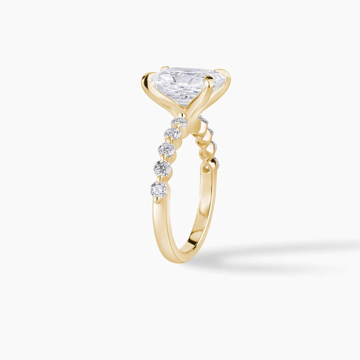 Radiant Cut Diamond Engagement Ring | Hidden Halo Silver Solitaire Ring | Pave Diamond Band | Minimalist Bridal Ring | Gift for Her