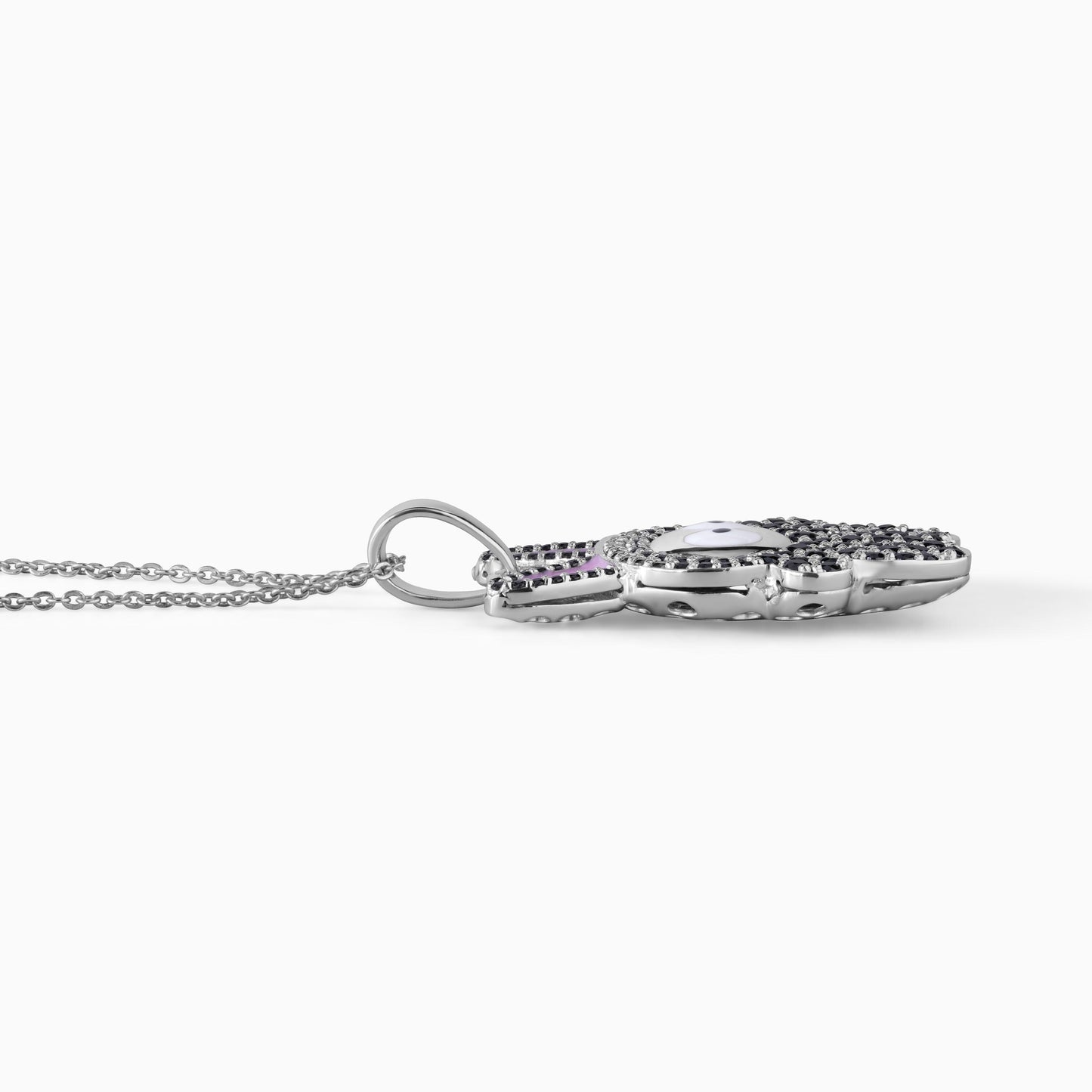 Black Moissanite Pendant Necklace Sterling Silver Round Brilliant Stone Chain Accessory