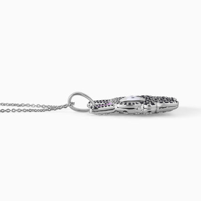 Black Moissanite Pendant Necklace Sterling Silver Round Brilliant Stone Chain Accessory