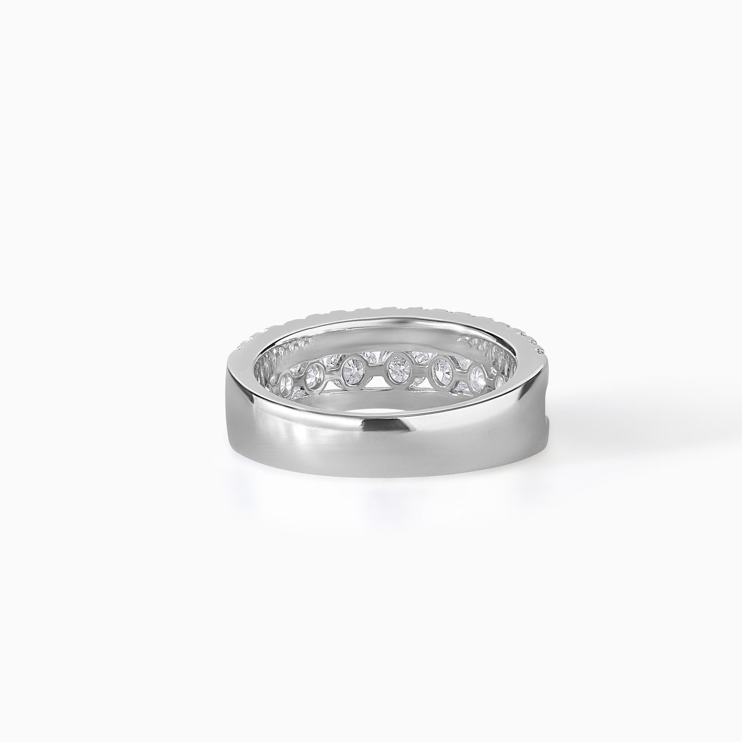 Sterling Silver Moissanite Eternity Band: Diamond Alternative Wedding Ring