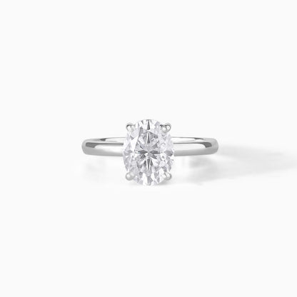 Oval Moissanite Ring in Sterling Silver - Elegant Engagement Ring and Alternative Anniversary Gift Idea.