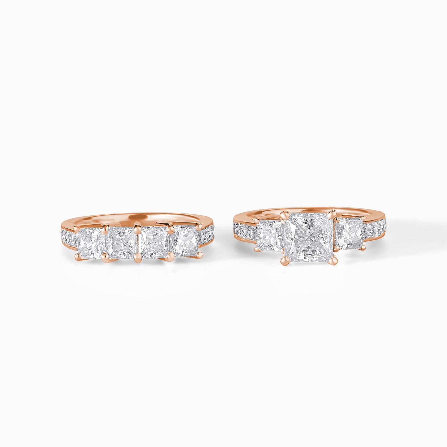 Sterling Silver Princess Cut Moissanite Engagement Wedding Ring Set Bridal Jewelry