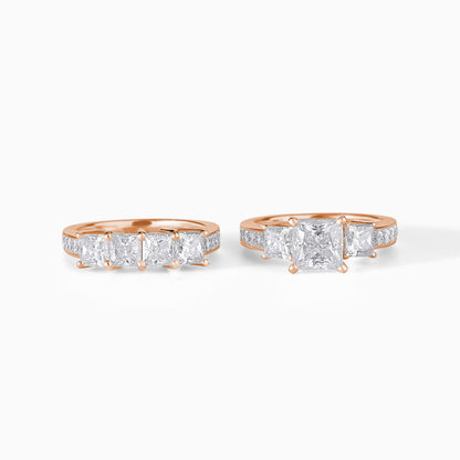 Sterling Silver Princess Cut Moissanite Engagement Wedding Ring Set Bridal Jewelry