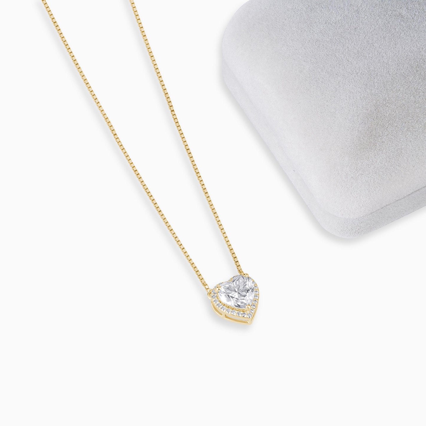 Heart Diamond Pendant Necklace | Silver Minimalist Diamond Pendant | Romantic Gift for Her | Dainty Jewellery | Valentine's Necklace